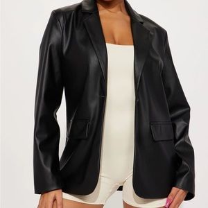 Oversized leather blazer